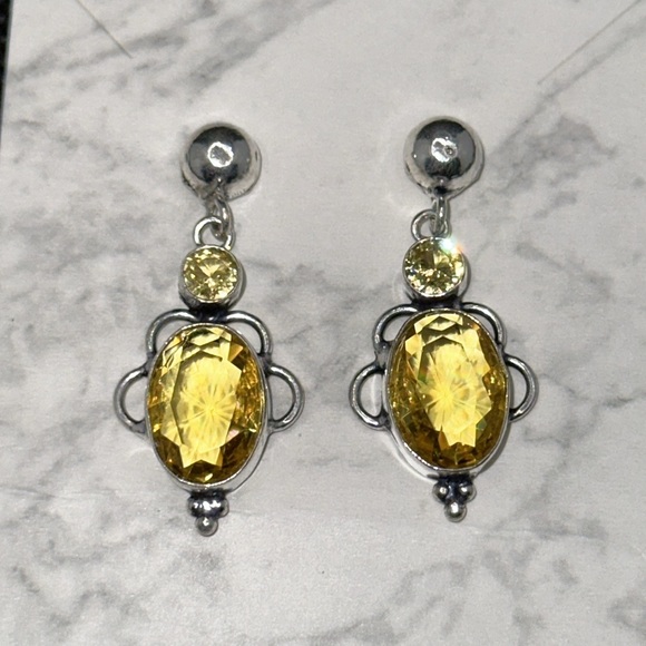 Citrine Oval Dangling Pierced earrings 💛 NWT - Picture 6 of 9